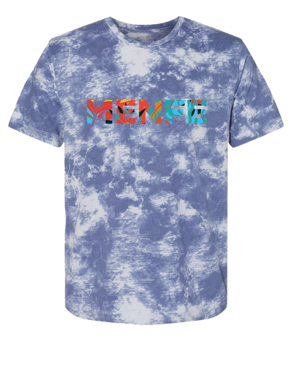 Tropical Menfe T-Shirt - Blue Tie Dye