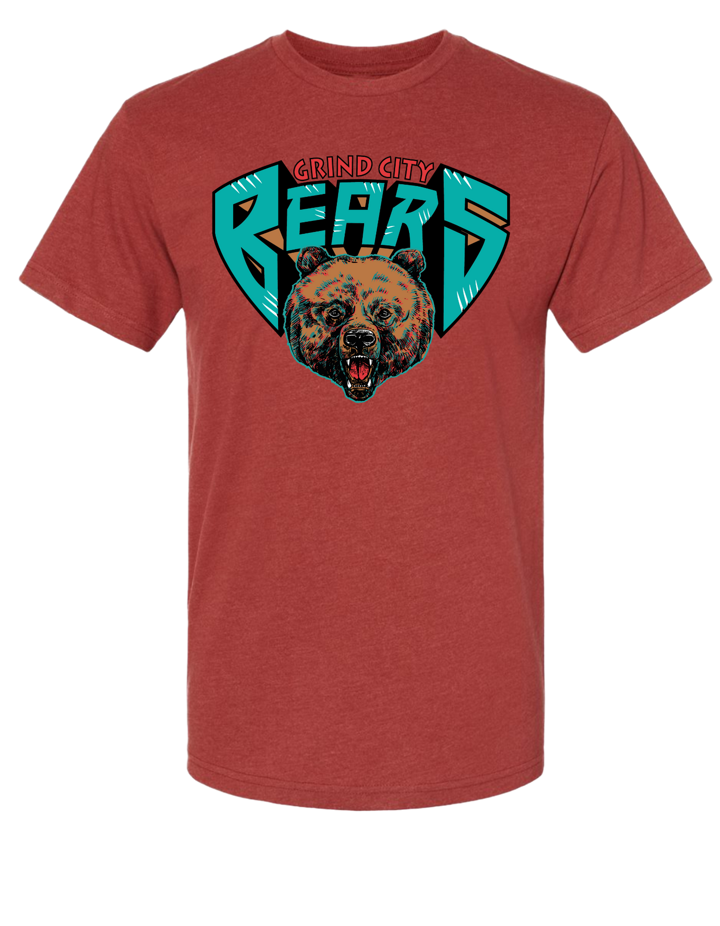 The Grind City Bears T-Shirt - Heather Teja, Heather Pacific and Natural